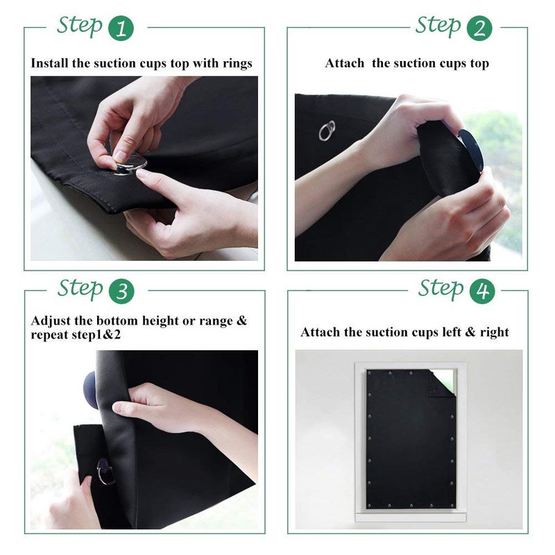 StangH Temporary Blackout Blinds Curtain for Window Travel Portable Adjustable Suckers Sunlight Blocking Blinds Thermal Insulated Curtains for Storage Room/Basement, Black, 51 x 78 Inch, 1 Pc - Image 5